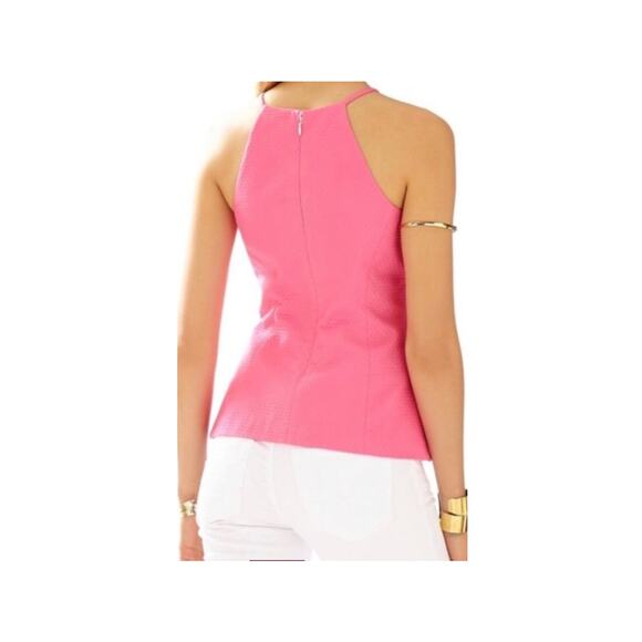 Lilly Pulitzer Sz 00 ANNABELLE Pink Sleeveless Halter Tank Top - Picture 2 of 8
